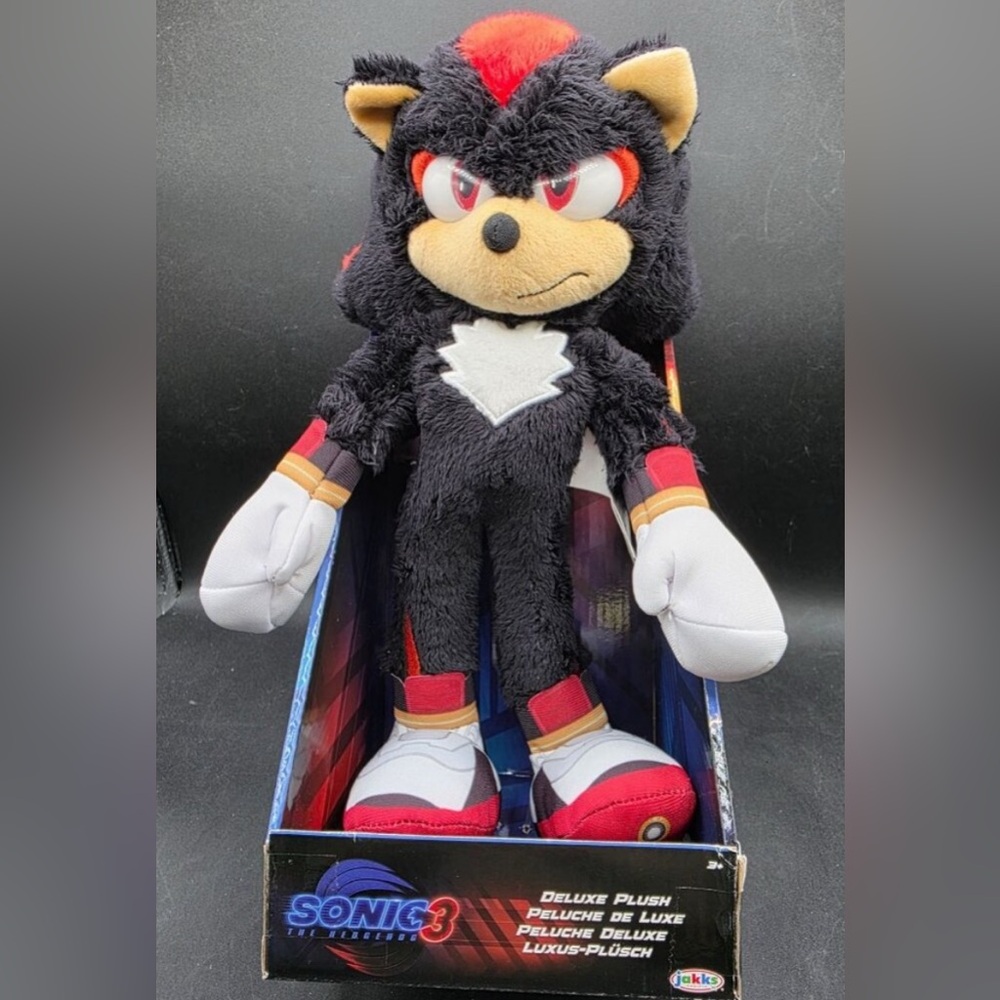 Sonic 3 Shadow The Hedgehog 13" Deluxe Plush Figure By Jakks Pacific Display Box